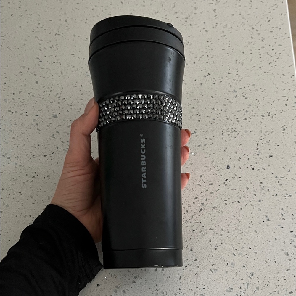 Starbucks Matte Black Tumbler with Silver Accents